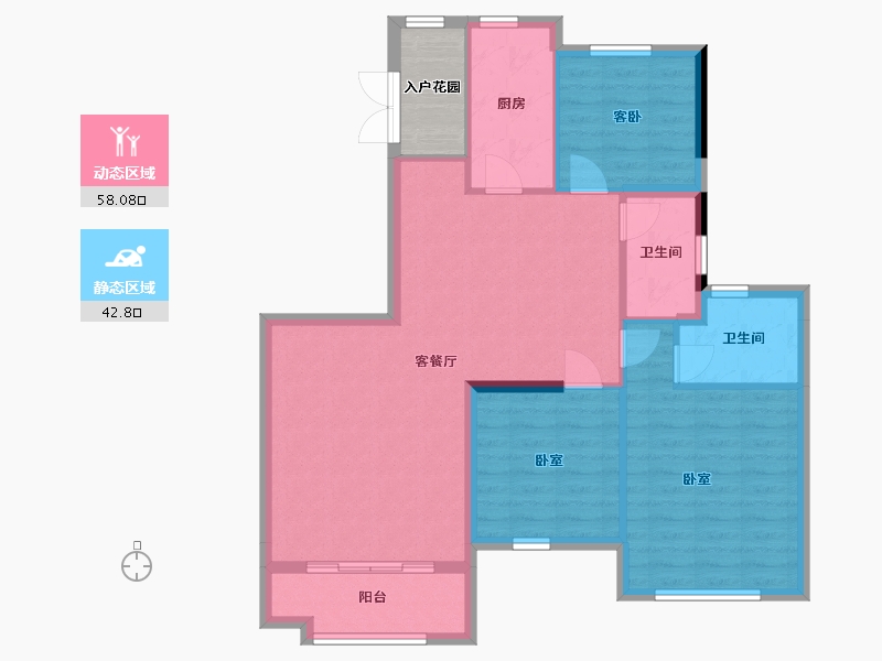 河北省-邢台市-邢台恒大悦府-95.17-户型库-动静分区