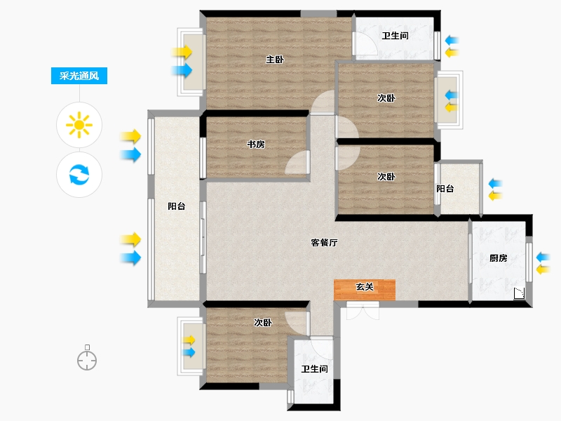 云南省-曲靖市-蓝光雅苑-131.01-户型库-采光通风