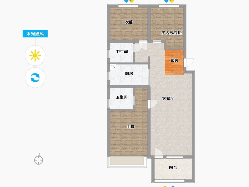 河北省-廊坊市-富田四季花园-93.60-户型库-采光通风