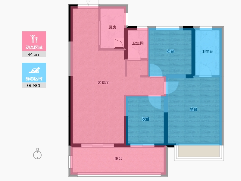 山西省-临汾市-荣盛·锦绣学府-76.29-户型库-动静分区