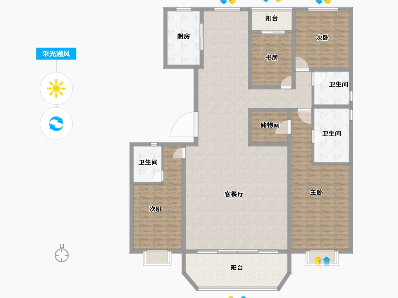 山西省-临汾市-金域蓝湾-209.89-户型库-采光通风