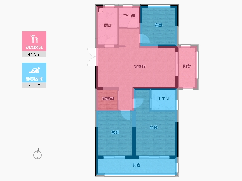 山西省-临汾市-荣盛·锦绣学府-84.96-户型库-动静分区