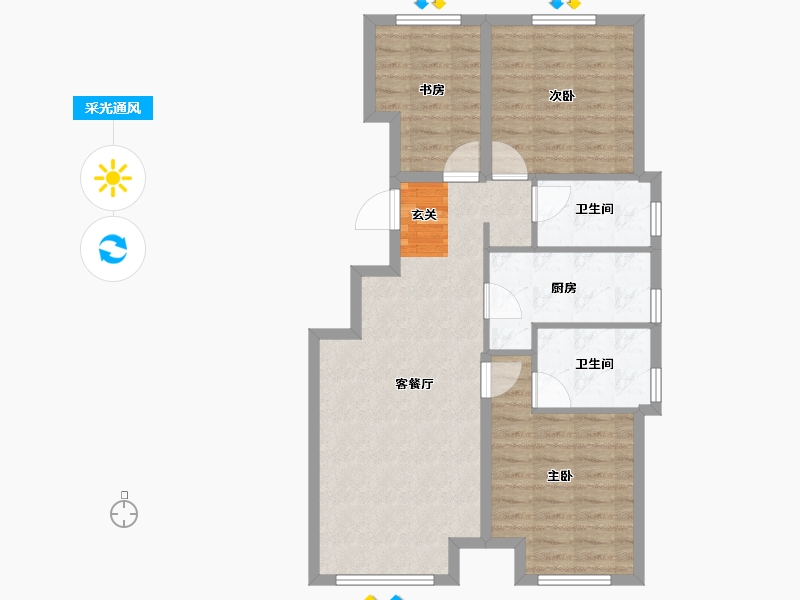 河北省-唐山市-景畔学苑-81.39-户型库-采光通风