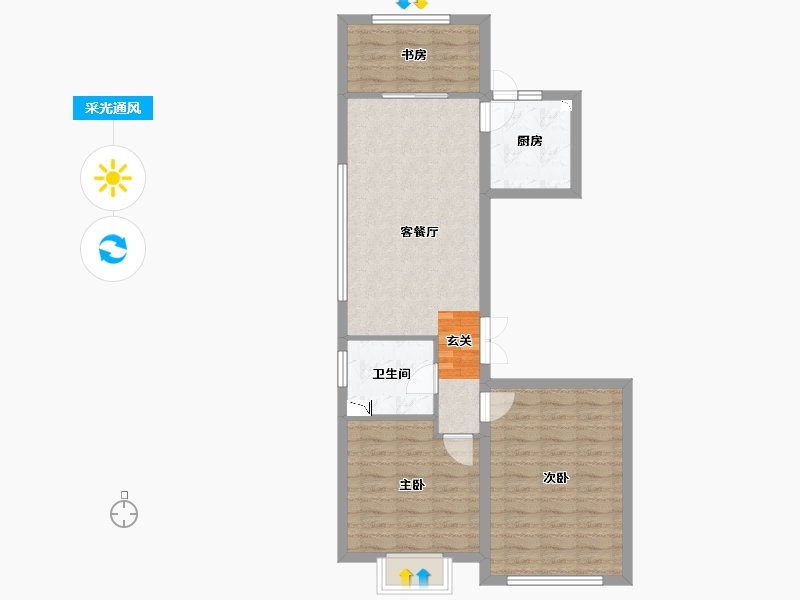 河北省-唐山市-中冶德贤华府-70.99-户型库-采光通风