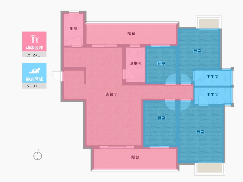 河北省-邢台市-七拾九號院-113.47-户型库-动静分区