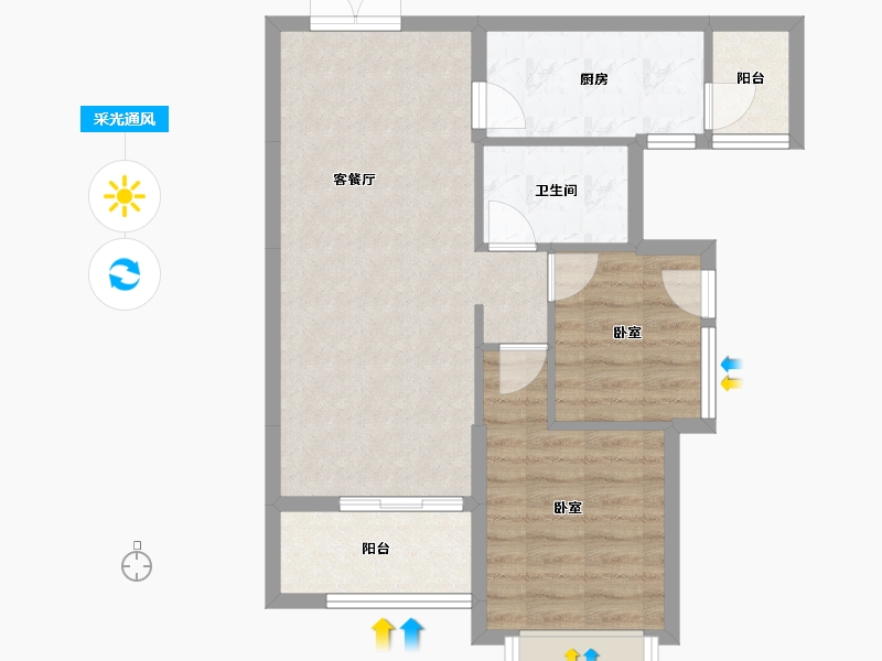 河北省-邢台市-恒大山水城-62.76-户型库-采光通风