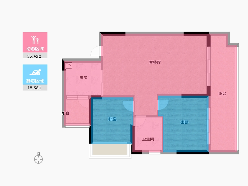 贵州省-遵义市-遵义理想城-66.30-户型库-动静分区