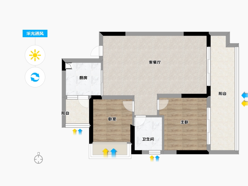 贵州省-遵义市-遵义理想城-66.30-户型库-采光通风