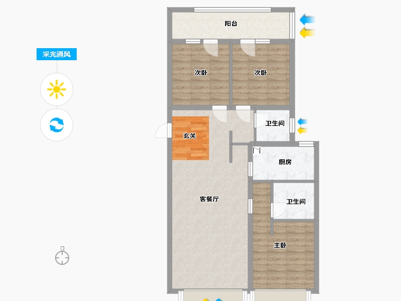 河北省-廊坊市-万科翡翠华章-88.00-户型库-采光通风