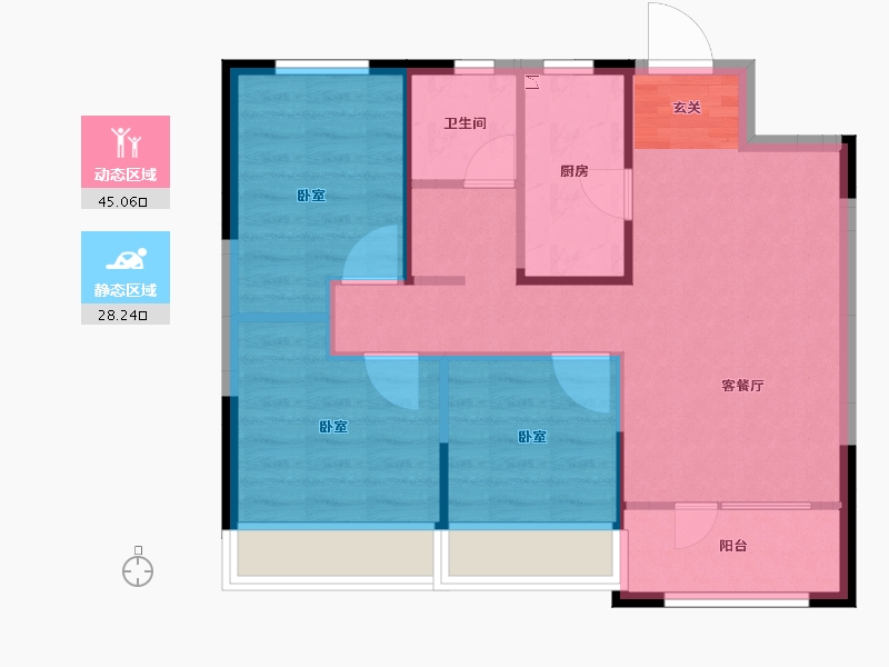 辽宁省-沈阳市-中粮锦云天城-65.88-户型库-动静分区