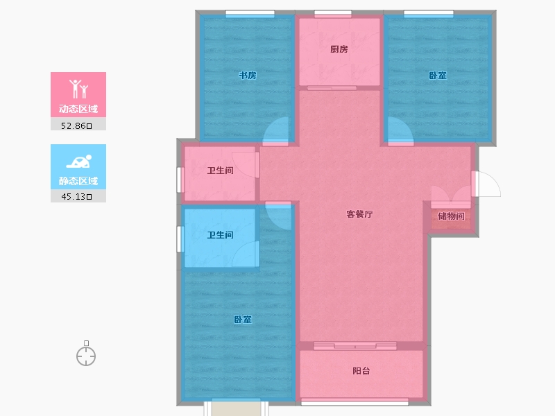 河北省-邢台市-兰德庭院-87.27-户型库-动静分区