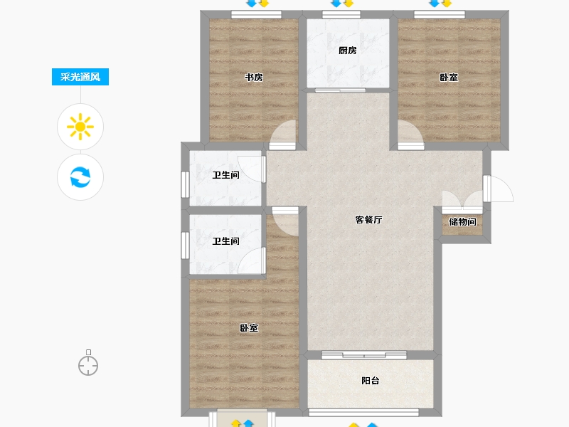 河北省-邢台市-兰德庭院-87.27-户型库-采光通风