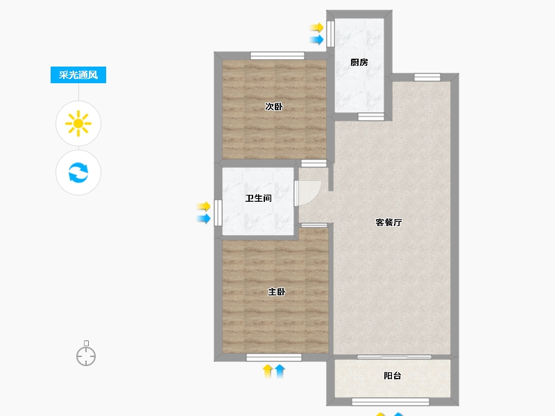 河北省-廊坊市-德荣·文璟-70.40-户型库-采光通风