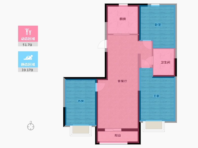 内蒙古自治区-包头市-保利·心语-80.93-户型库-动静分区