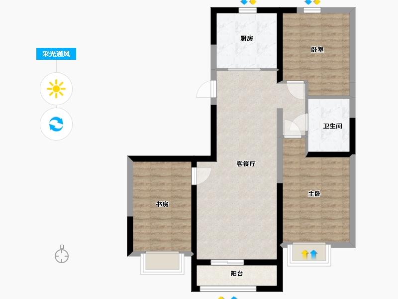 内蒙古自治区-包头市-保利·心语-80.93-户型库-采光通风