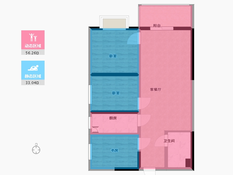 云南省-昆明市-金泰国际Ⅲ期名门-79.37-户型库-动静分区