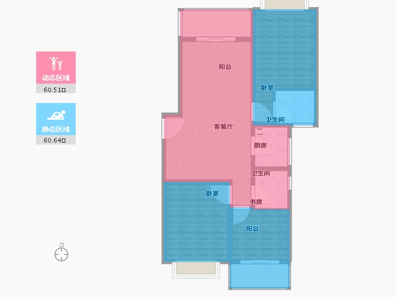 云南省-昆明市-金泰国际Ⅲ期名门-109.90-户型库-动静分区