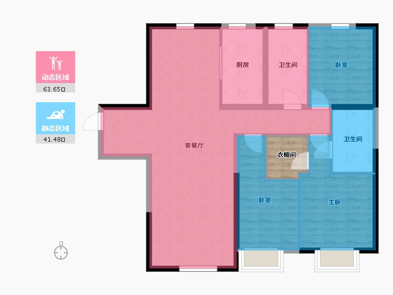 内蒙古自治区-包头市-保利·心语-97.89-户型库-动静分区