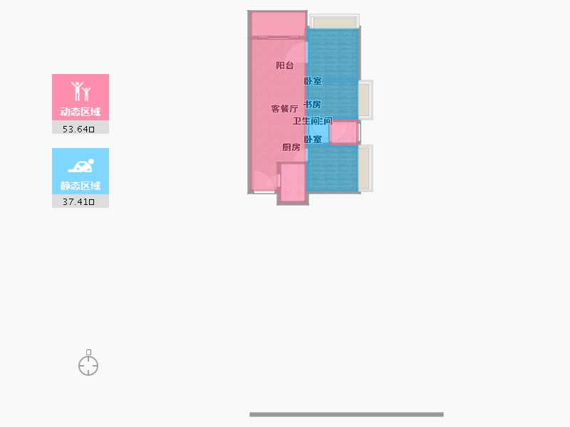 云南省-昆明市-金泰国际Ⅲ期名门-82.30-户型库-动静分区