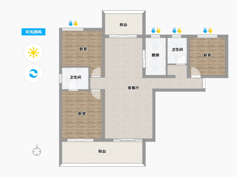 河北省-邢台市-七拾九號院-119.00-户型库-采光通风