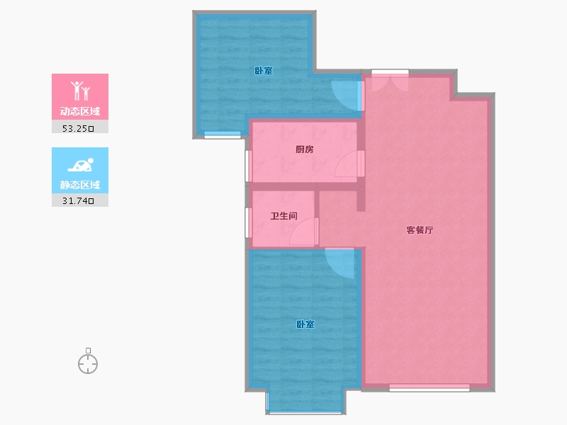 内蒙古自治区-包头市-澜湖·璞园-76.73-户型库-动静分区