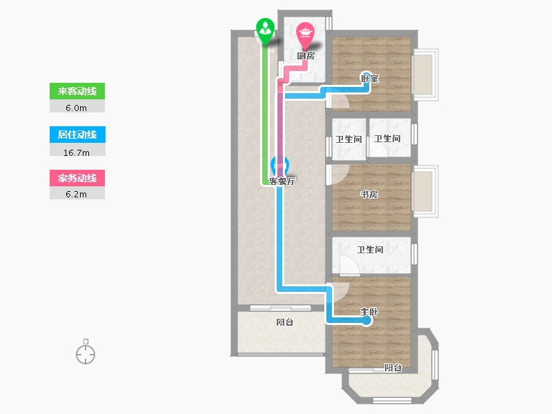 云南省-昆明市-金泰国际Ⅲ期名门-91.37-户型库-动静线