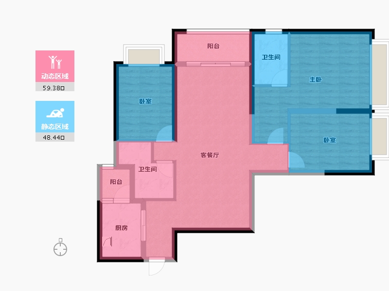 云南省-昆明市-海伦国际-96.08-户型库-动静分区