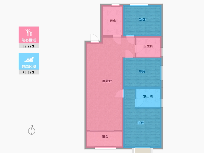 河北省-廊坊市-德荣·文璟-88.80-户型库-动静分区