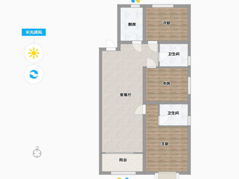 河北省-廊坊市-德荣·文璟-88.80-户型库-采光通风