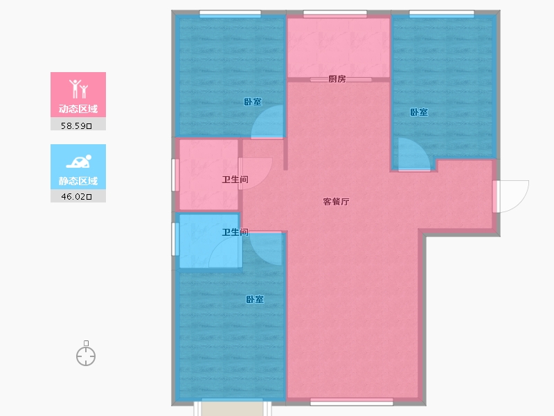 内蒙古自治区-包头市-东方壹号院-96.58-户型库-动静分区