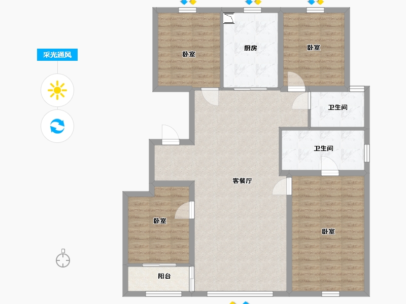 内蒙古自治区-赤峰市-中天桃花源-109.72-户型库-采光通风