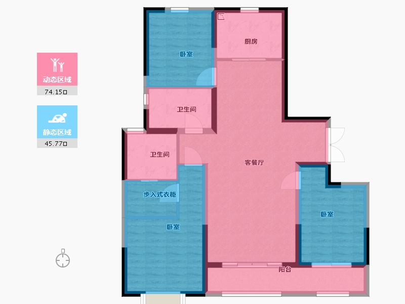 内蒙古自治区-包头市-富力·院士廷-108.00-户型库-动静分区