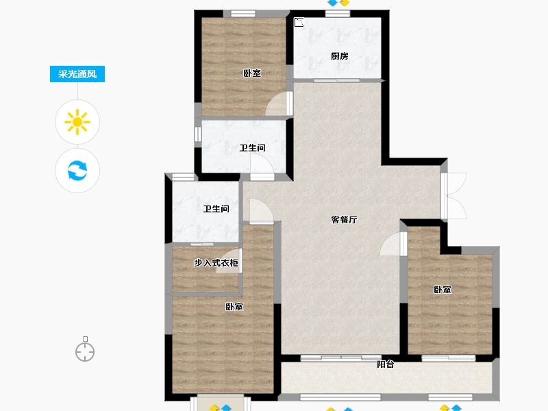 内蒙古自治区-包头市-富力·院士廷-108.00-户型库-采光通风