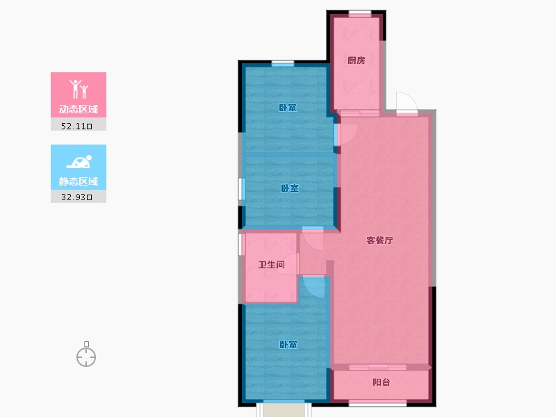 内蒙古自治区-包头市-富力·院士廷-75.98-户型库-动静分区