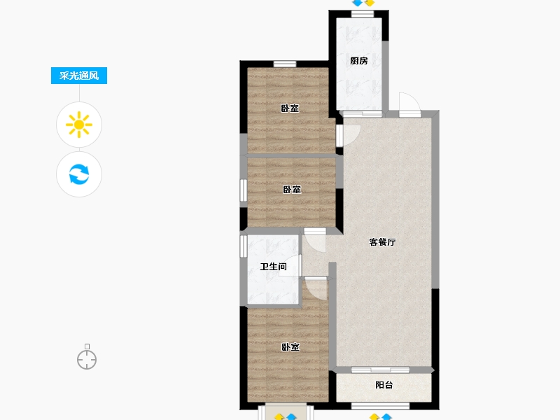 内蒙古自治区-包头市-富力·院士廷-75.98-户型库-采光通风