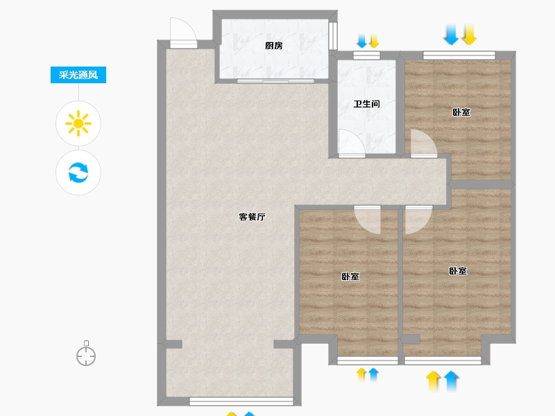 河北省-邢台市-邢台壹号院-90.56-户型库-采光通风