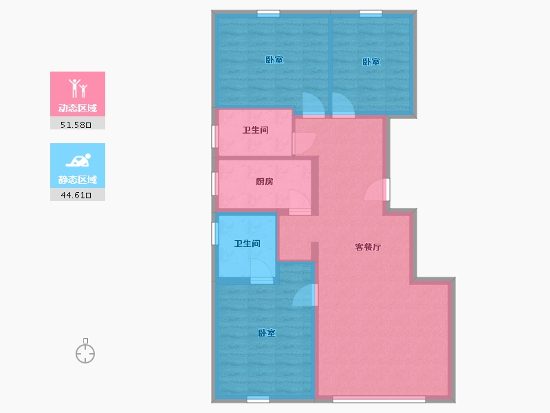 内蒙古自治区-赤峰市-中天桃花源-86.36-户型库-动静分区