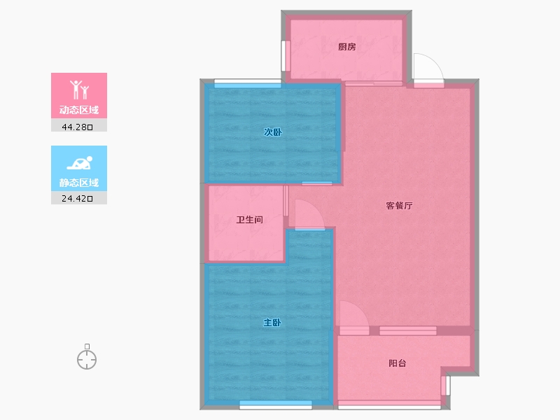 河北省-廊坊市-荣盛阿尔卡迪亚香河花语城-61.60-户型库-动静分区