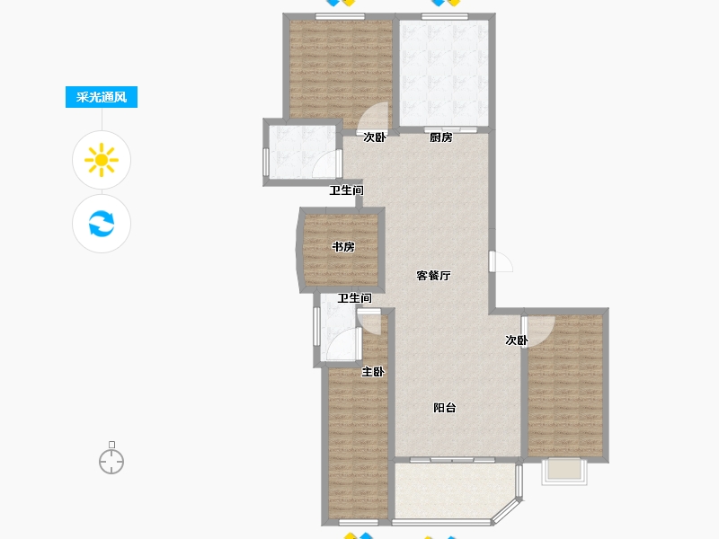 山西省-临汾市-金域蓝湾-151.00-户型库-采光通风