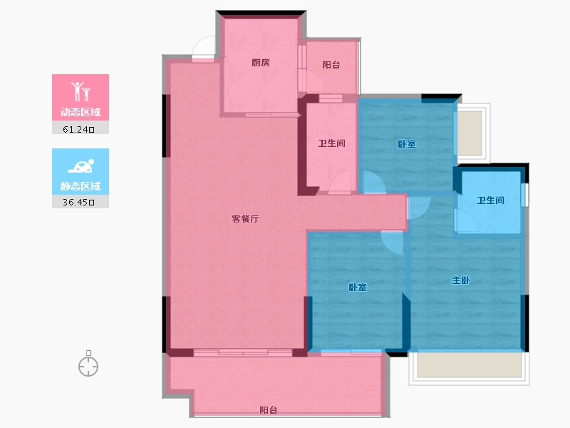 贵州省-遵义市-遵义理想城-88.50-户型库-动静分区