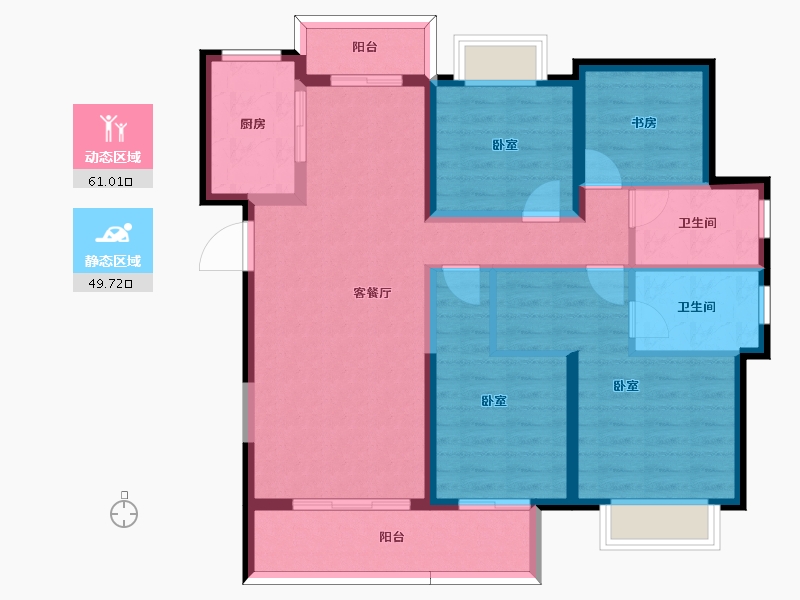 云南省-昆明市-世茂璀璨世家-98.54-户型库-动静分区