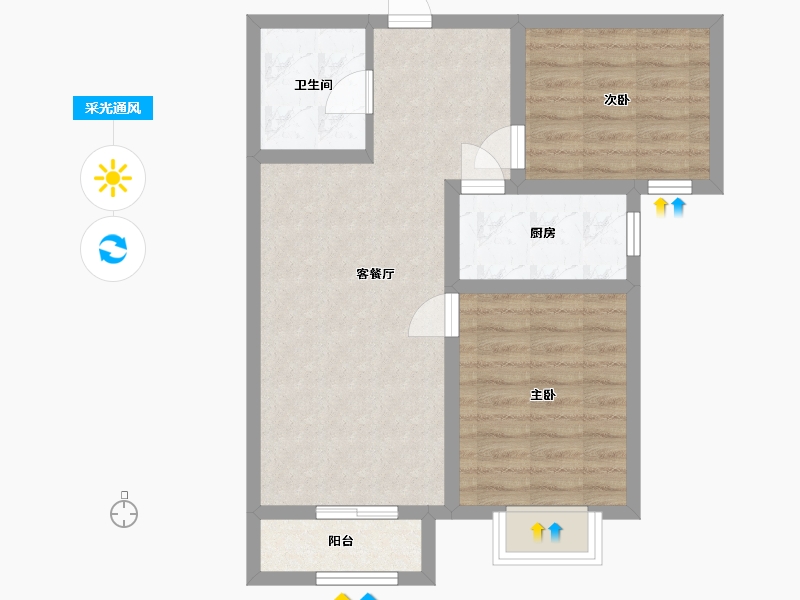 河北省-廊坊市-春城绿景兰亭苑-61.55-户型库-采光通风