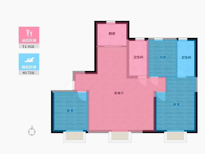 内蒙古自治区-赤峰市-万达如意府-82.65-户型库-动静分区