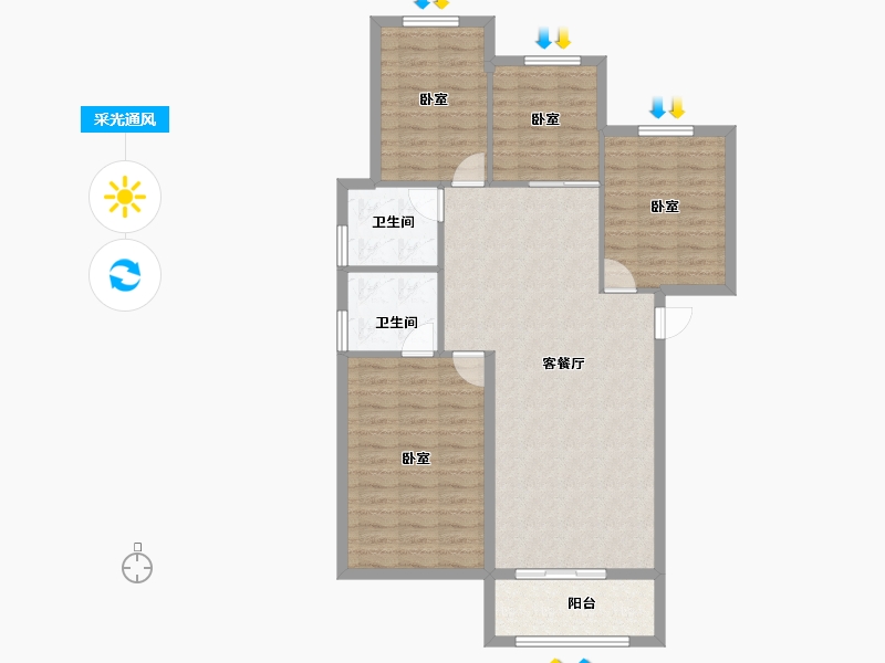 河北省-邢台市-邢台壹号院-99.95-户型库-采光通风