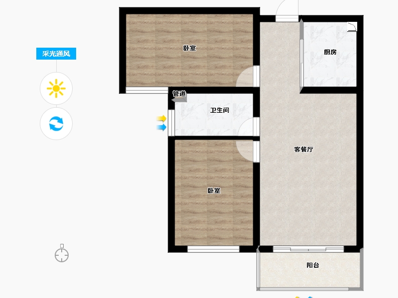 山西省-大同市-绿洲西城四期-66.53-户型库-采光通风