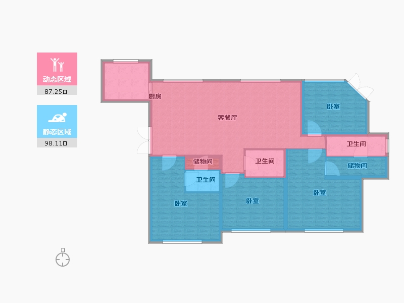 内蒙古自治区-呼和浩特市-观山悦-170.01-户型库-动静分区