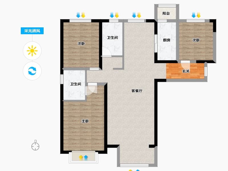 河北省-廊坊市-中建和悦国际-107.20-户型库-采光通风