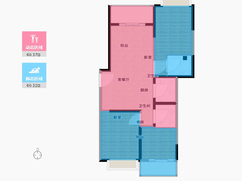 云南省-昆明市-金泰国际Ⅲ期名门-109.51-户型库-动静分区