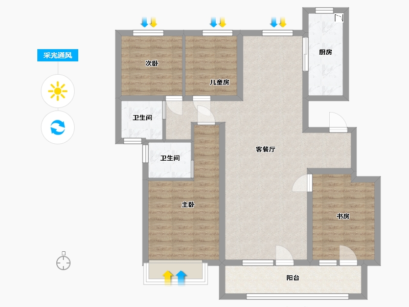 河北省-廊坊市-温泉新都孔雀城京雄壹号-98.36-户型库-采光通风