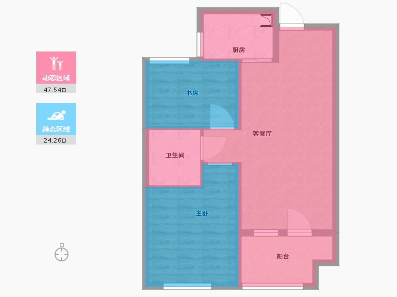 河北省-廊坊市-荣盛阿尔卡迪亚香河花语城-64.00-户型库-动静分区